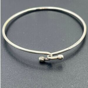 Tiffany & Co. 925 Wire Hook and Loop Ball Ends Clasp Bangle Sz 7”